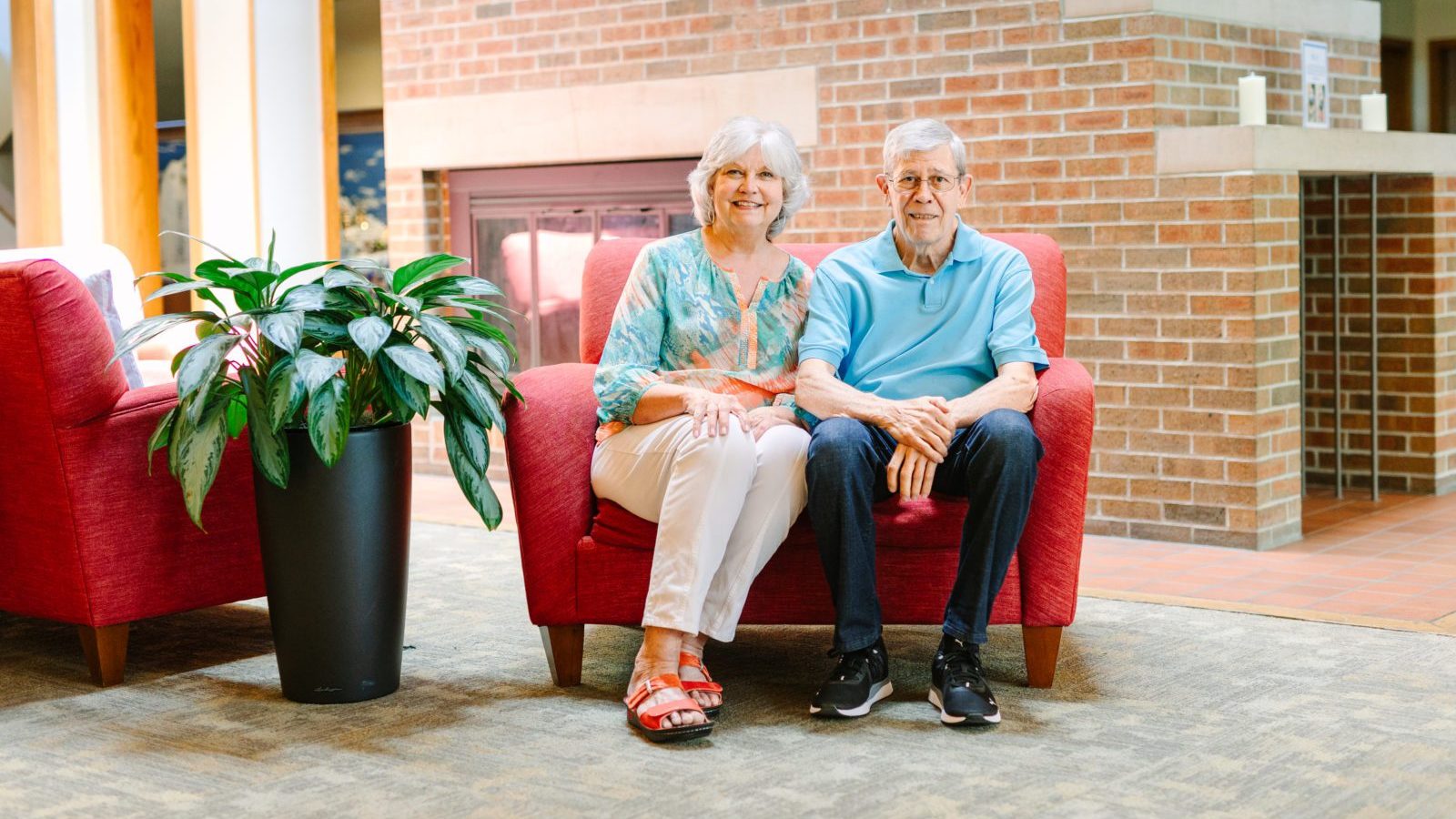 Cheri and James Forslund smiling in the Ronald McDonald House